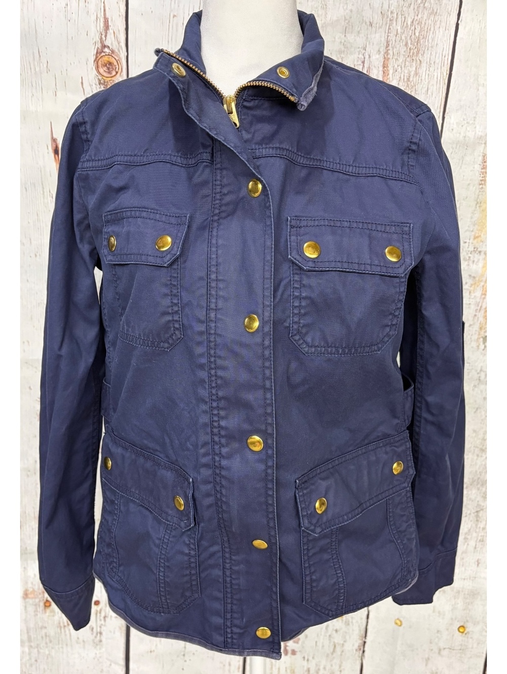 J.Crew Women’s Navy Downtown Field Utility Waxed Cotton Jacket Size Small